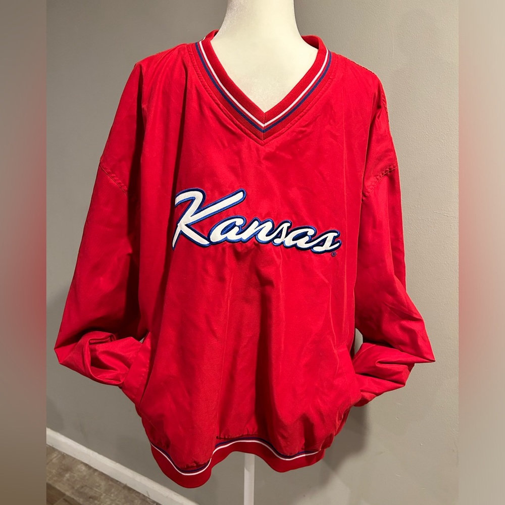Vintage Red Oak KU Kansas Jahawks Pullover Starter Type Red Jacket Men’s XXL 2XL